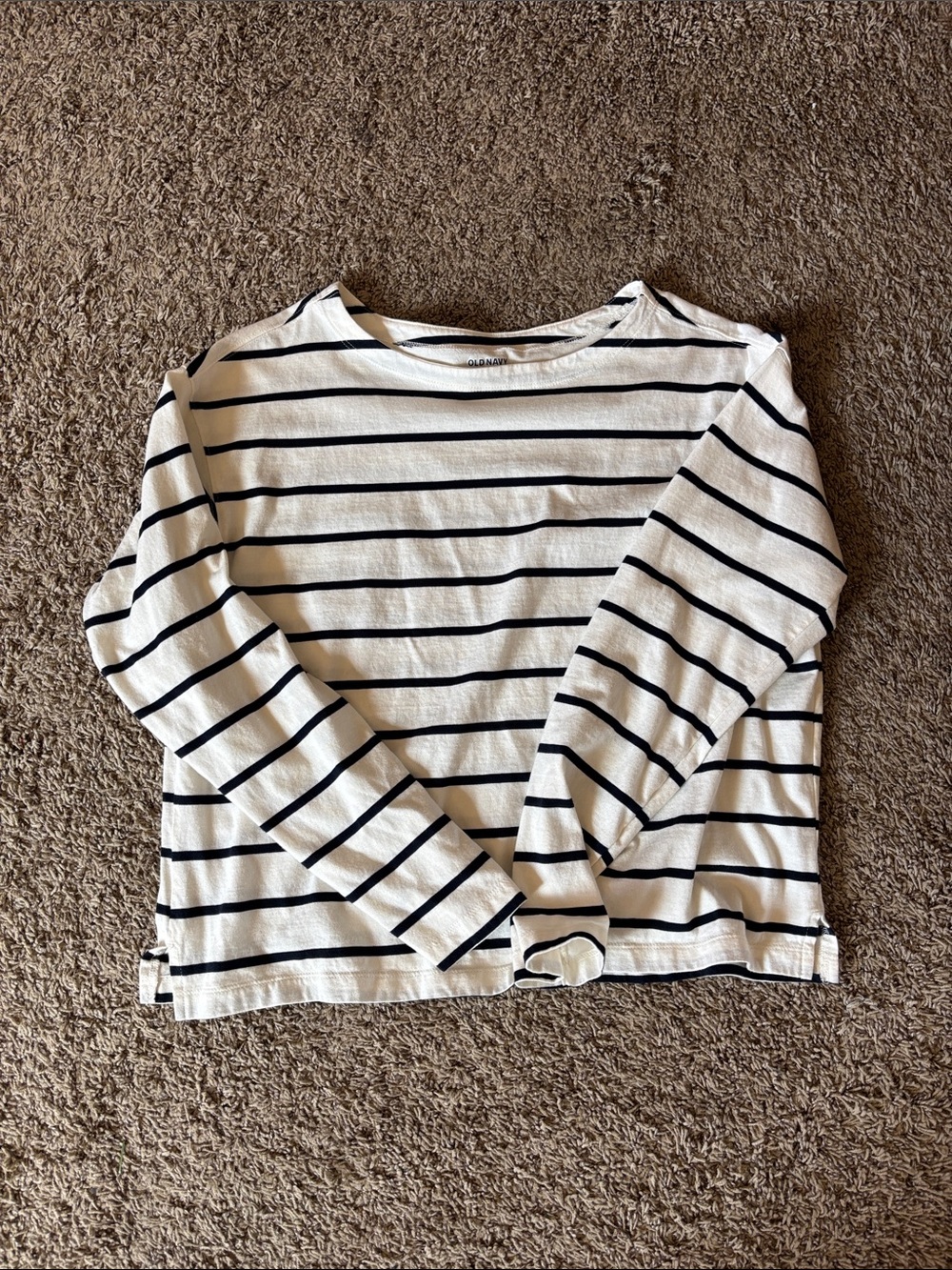 Old Navy White and Navy Striped Long Sleeve Top